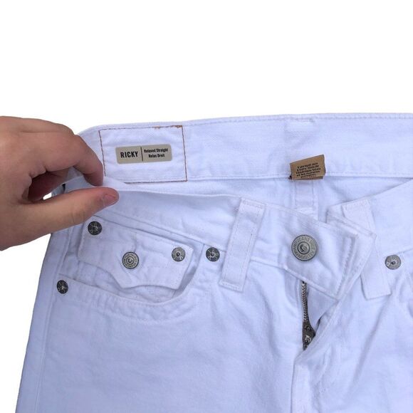 TRUE Religion Jeans Size 28 RICKY RELAXED STRAIGHT White - Picture 2 of 8